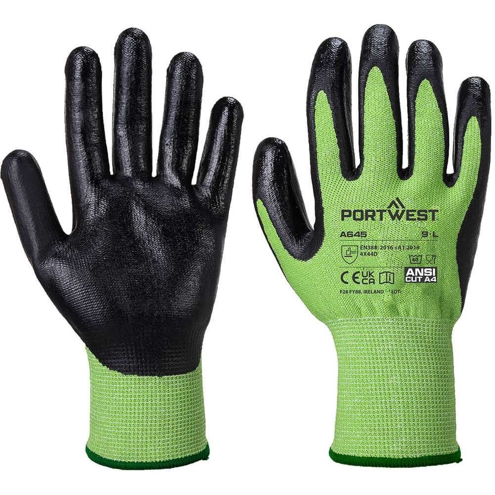 A645 - Green Cut Glove - Nitrile Foam Green/Black (Pack of 12)