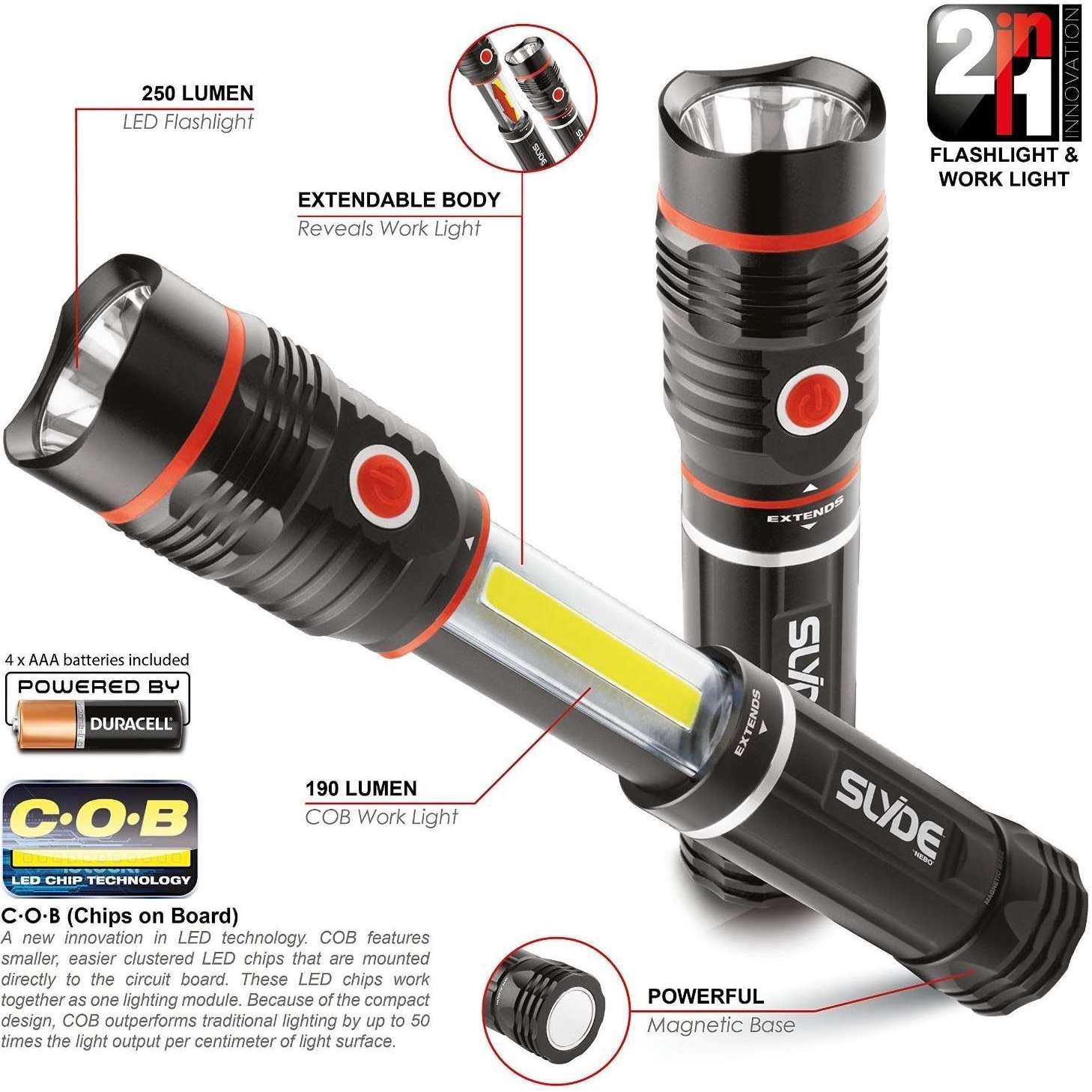 Nebo Slyde+ 2 in 1 High Power Flashlight