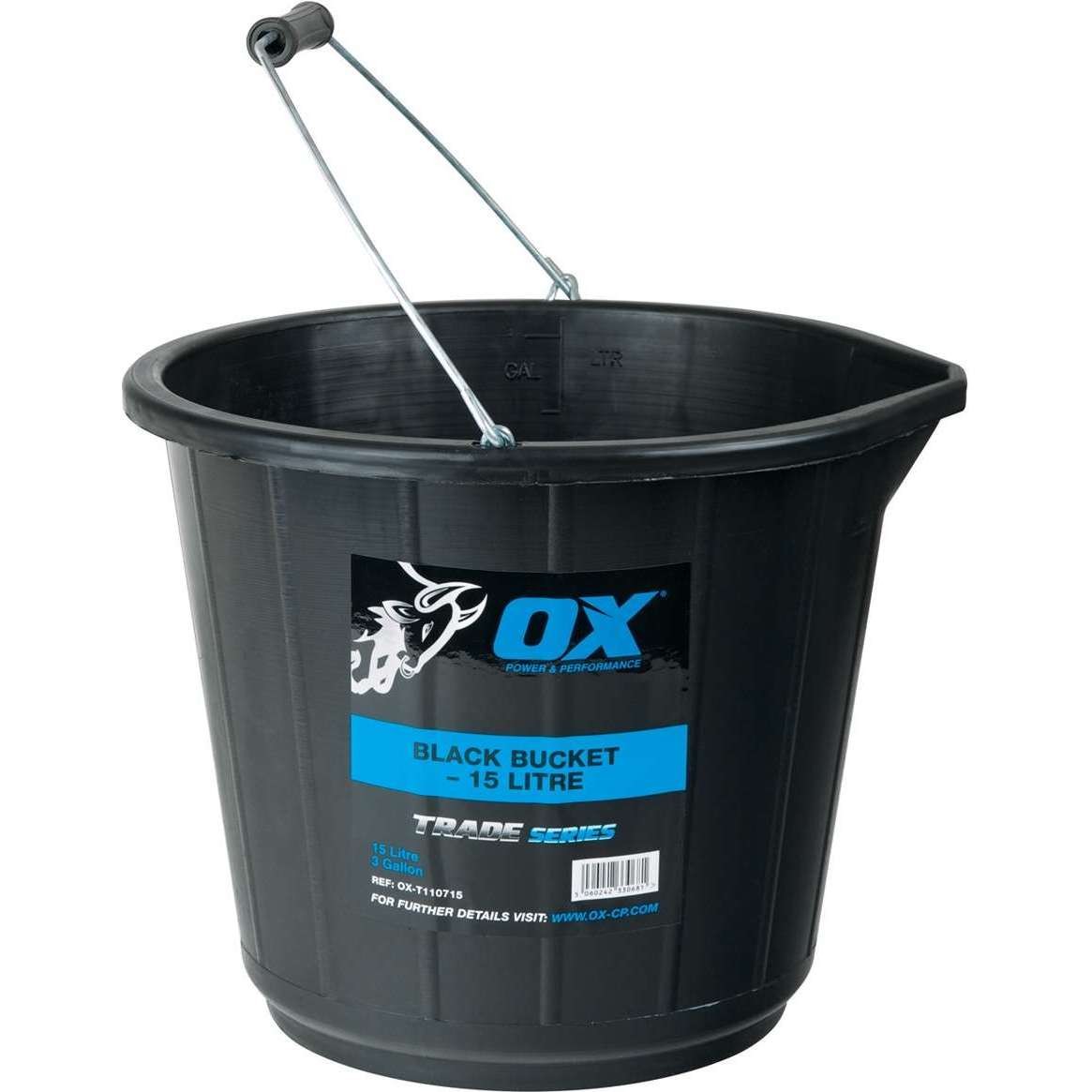 Ox Trade 15L Black Bucket