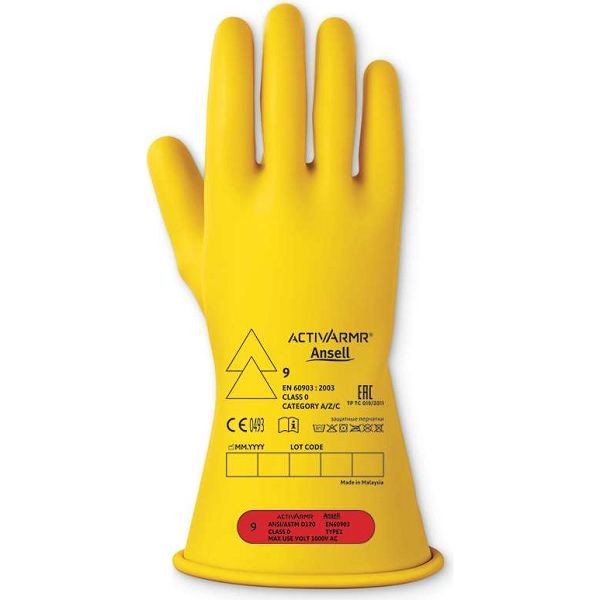 LOW VOLT ELECTRICAL INSULATING GLOVE (CLASS 0) 11" SZ