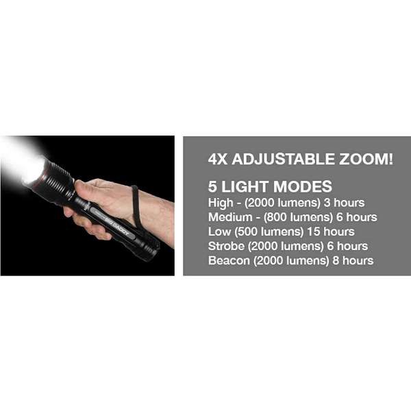 NEBO BIG DADDY 2000 Lumens HD Waterproof Zoom Flash Light