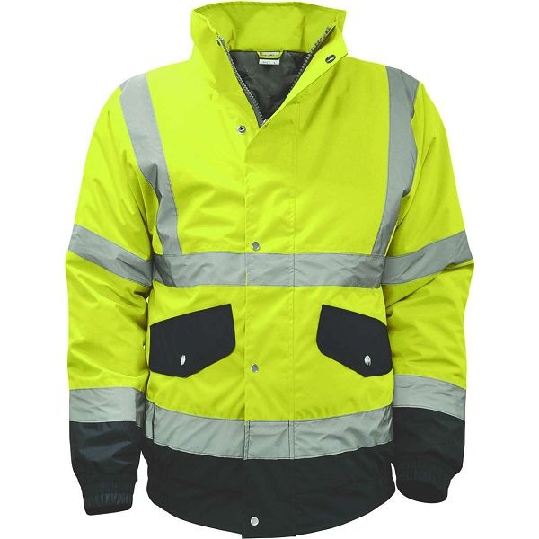 ECTOR 2 Tone Hi Vis Bomber Jacket Yellow/Navy | Work & Wear Direct