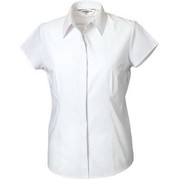 Russell Women's Cap Sleeve Polycotton Easycare Fitted Poplin Shirt (925F)